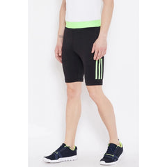 Men's Solid Polyester Knee Length Shorts (Black) - GillKart