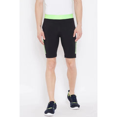 Men's Solid Polyester Knee Length Shorts (Black) - GillKart