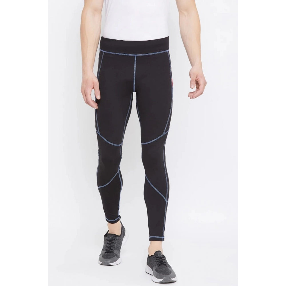 Men's Solid Polyester Tights (Black) - GillKart