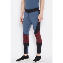 Men's Colour Blocked Polyester Tights (Blue) - GillKart