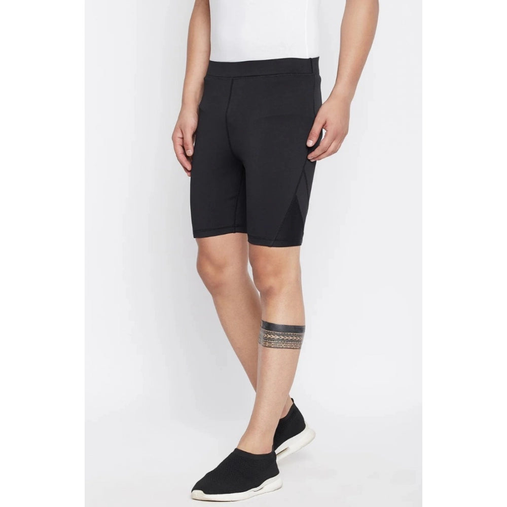 Men's Solid Polyester Tights (Black) - GillKart