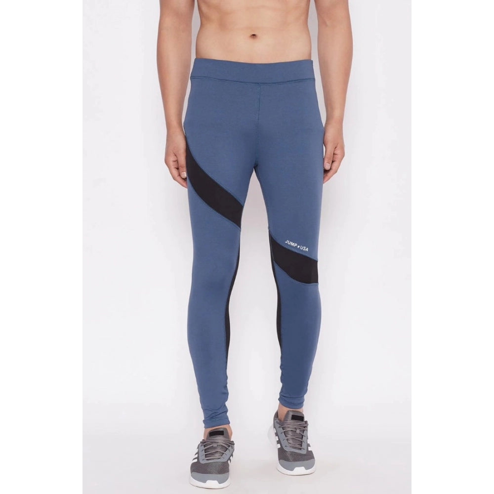 Men's Printed Polyester Tights (Blue) - GillKart