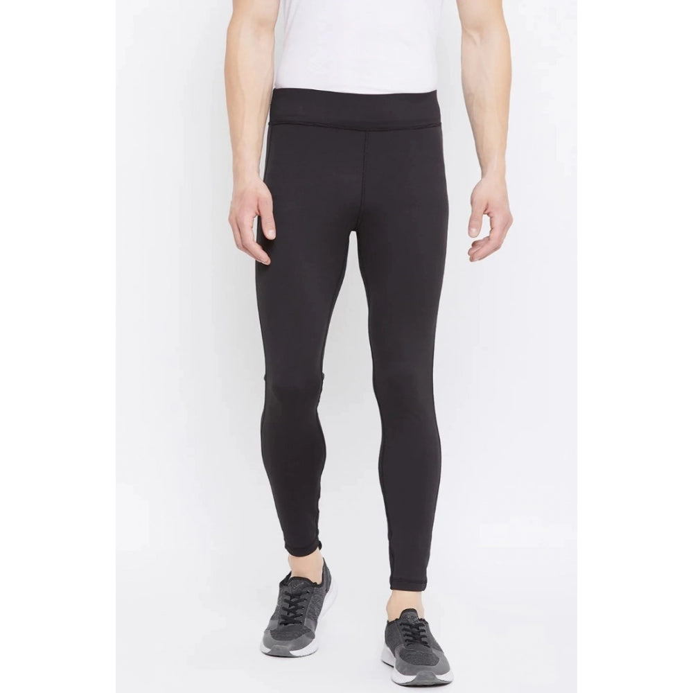 Men's Solid Polyester Tights (Black) - GillKart