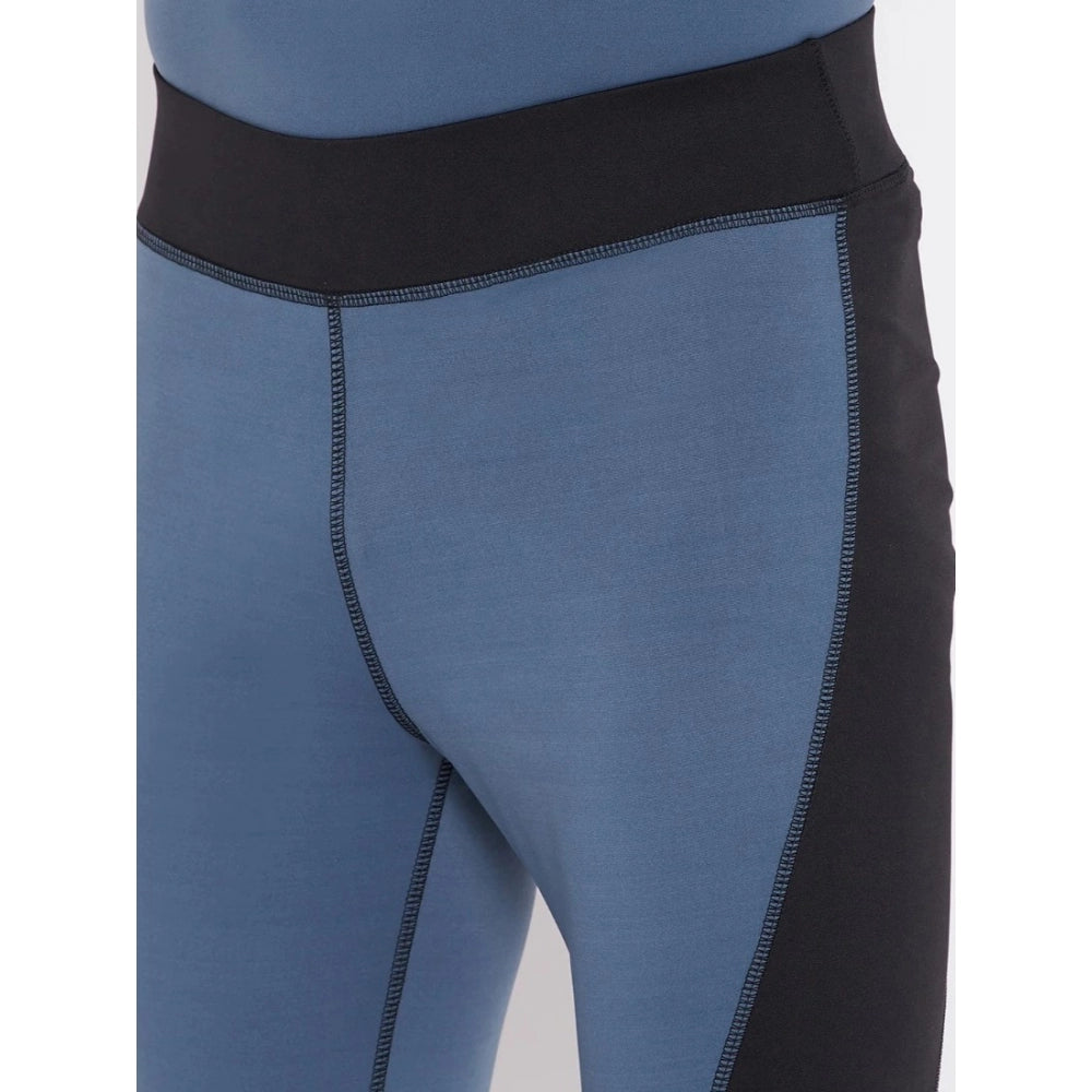 Men's Colour Blocked Polyester Tights (Blue) - GillKart