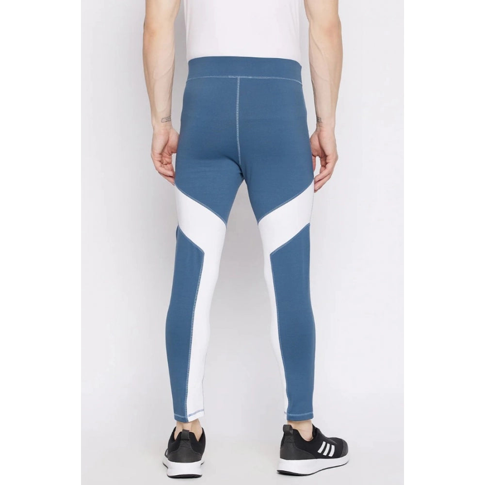 Men's Colour Blocked Polyester Tights (Blue) - GillKart