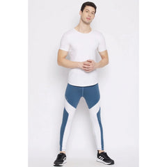 Men's Colour Blocked Polyester Tights (Blue) - GillKart