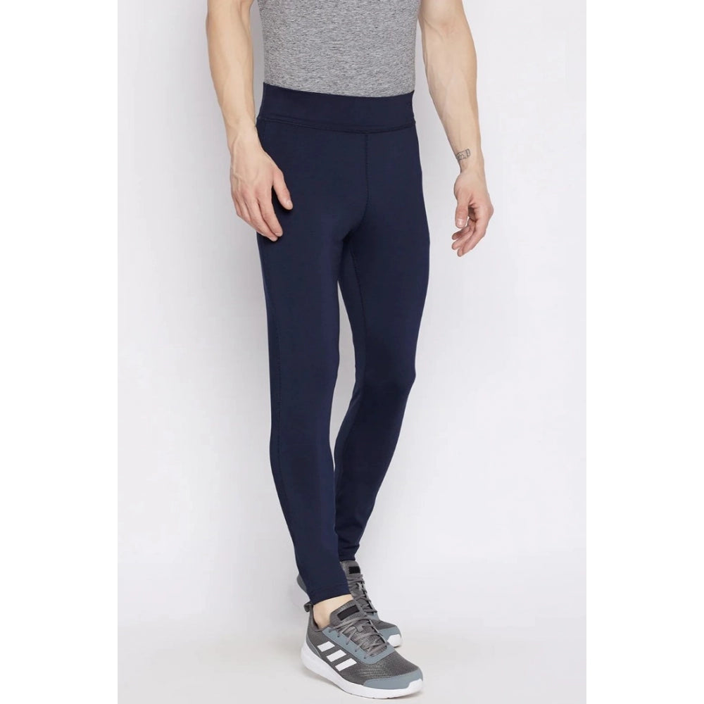 Men's Solid Polyester Tights (Blue) - GillKart