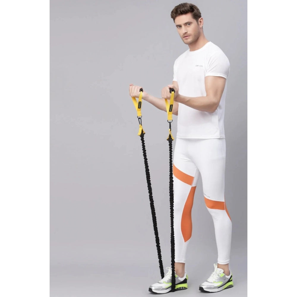 Men's Striped Polyester Tights (White Orange) - GillKart