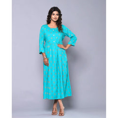 Women's Casual Viscose Rayon 3-4th Sleeve Maternity Kurti (Aqua Blue) - GillKart