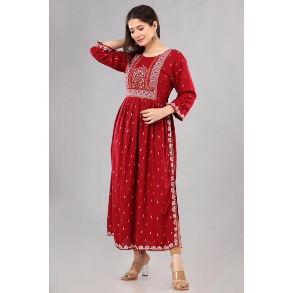 Women's Casual Viscose Rayon 3-4th Sleeve Nayra Cut Kurti (Red) - GillKart