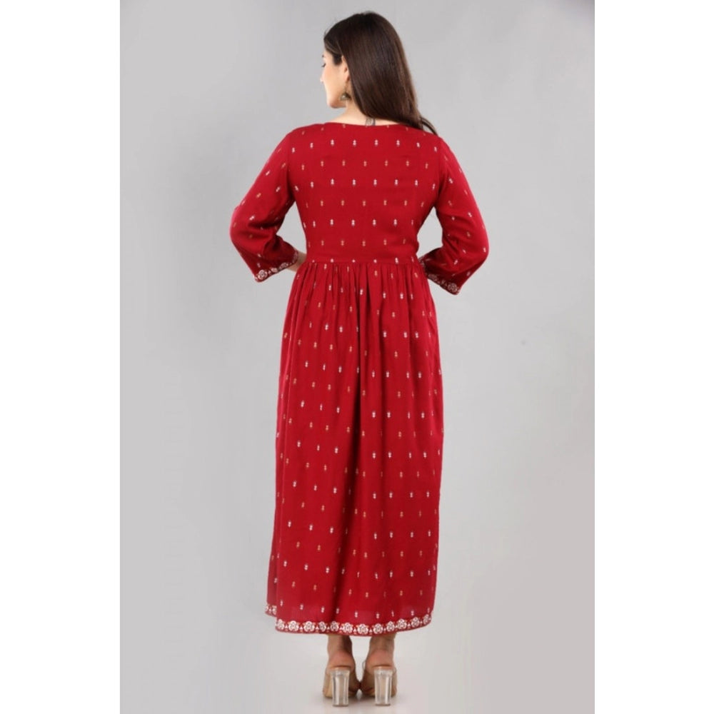 Women's Casual Viscose Rayon 3-4th Sleeve Nayra Cut Kurti (Red) - GillKart