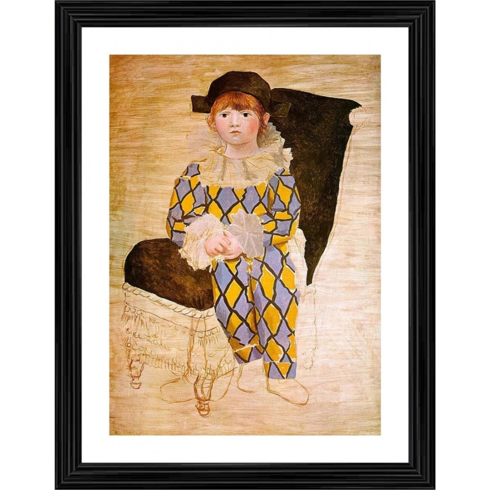 Paul in a Clown Suit 1924 Painting With Wood Photo Frame (Multicolor) - GillKart