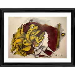 Ganeshas Tandaw Painting With Wood Photo Frame (Multicolor) - GillKart