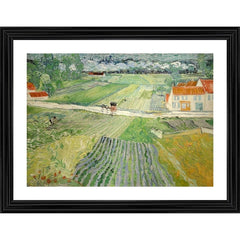 Train in the Rains at Auvers 1890 Painting With Wood Photo Frame (Multicolor) - GillKart