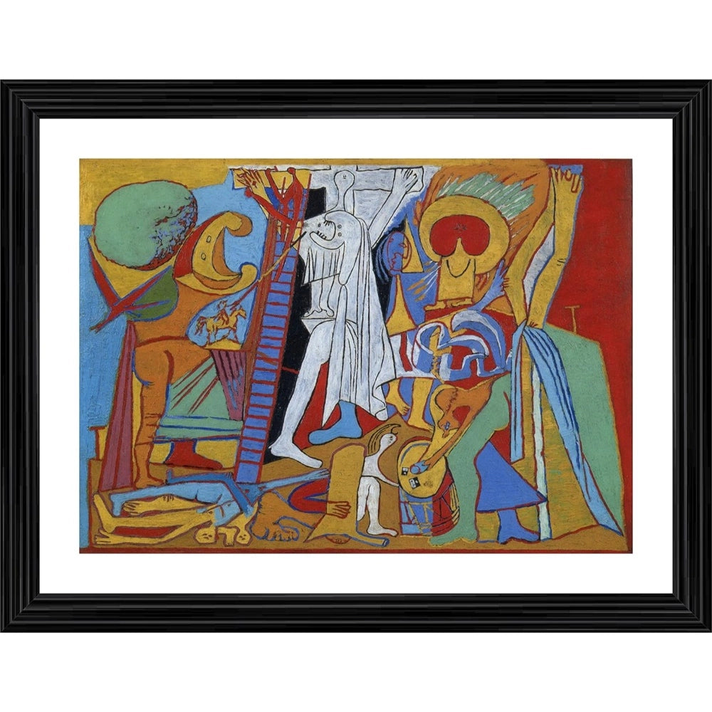 Crucifixion 1930 Painting With Wood Photo Frame (Multicolor) - GillKart