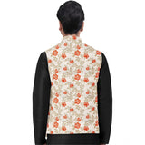 Men's Jacquard Printed Full Sleeve Waistcoat (Orange-Beige) - GillKart