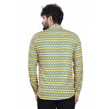 Men's Cotton Blended Printed Full Sleeve Shortkurta (Multicolor) - GillKart