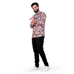 Men's Cotton Blended Printed Full Sleeve Shortkurta (Multicolor) - GillKart