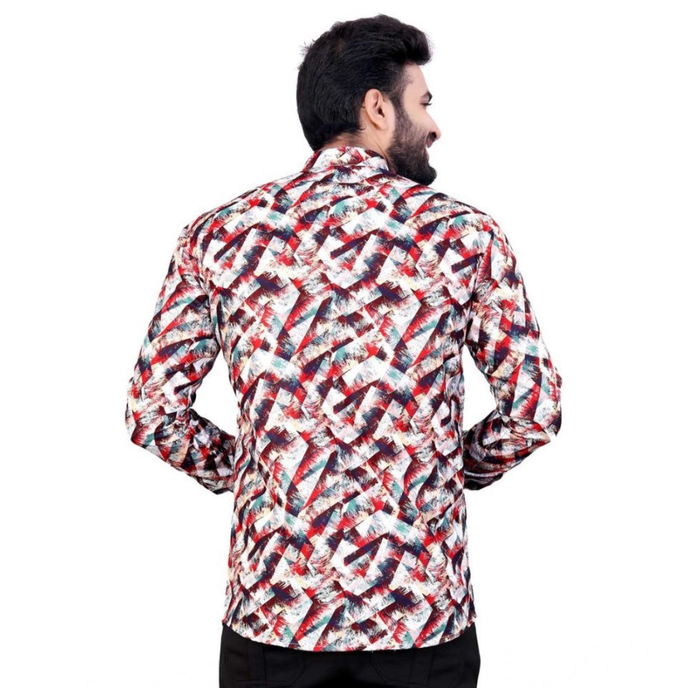 Men's Cotton Blended Printed Full Sleeve Shortkurta (Multicolor) - GillKart