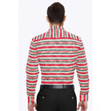 Men's Cotton Blended Striped Full Sleeve Shirt (Red-White) - GillKart