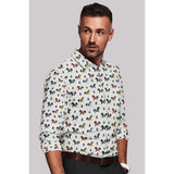 Men's Cotton Blended Printed Full Sleeve Shirt (Multicolor) - GillKart