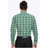 Men's Cotton Blended Checked Full Sleeve Shirt (Green-Yellow) - GillKart