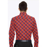 Men's Cotton Blended Checked Full Sleeve Shirt (Red) - GillKart