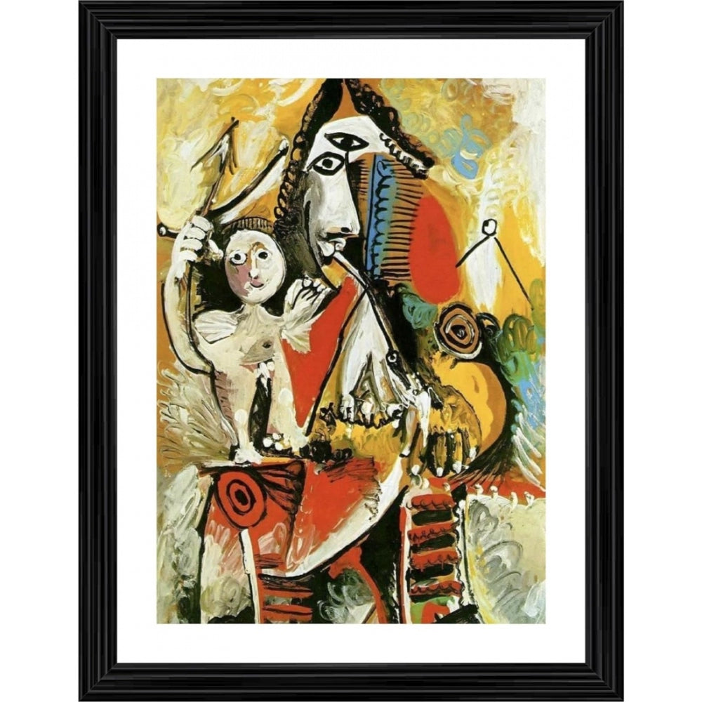 Musketeer and Amor 1969 Painting With Wood Photo Frame (Multicolor) - GillKart