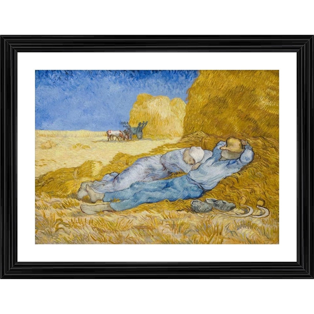 Farmers Rest in Harvest season 1890 Painting With Wood Photo Frame (Multicolor) - GillKart