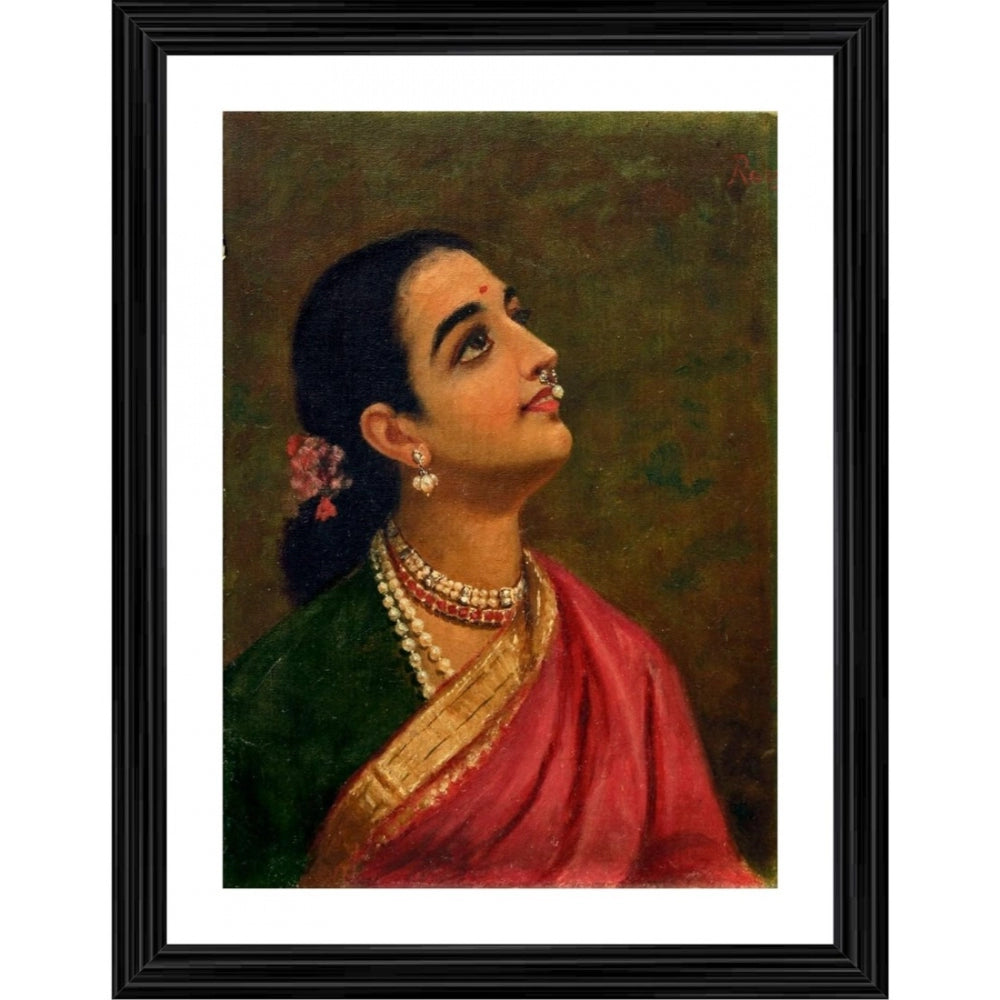 Maharashtrian Woman 1891 Painting With Wood Photo Frame (Multicolor) - GillKart