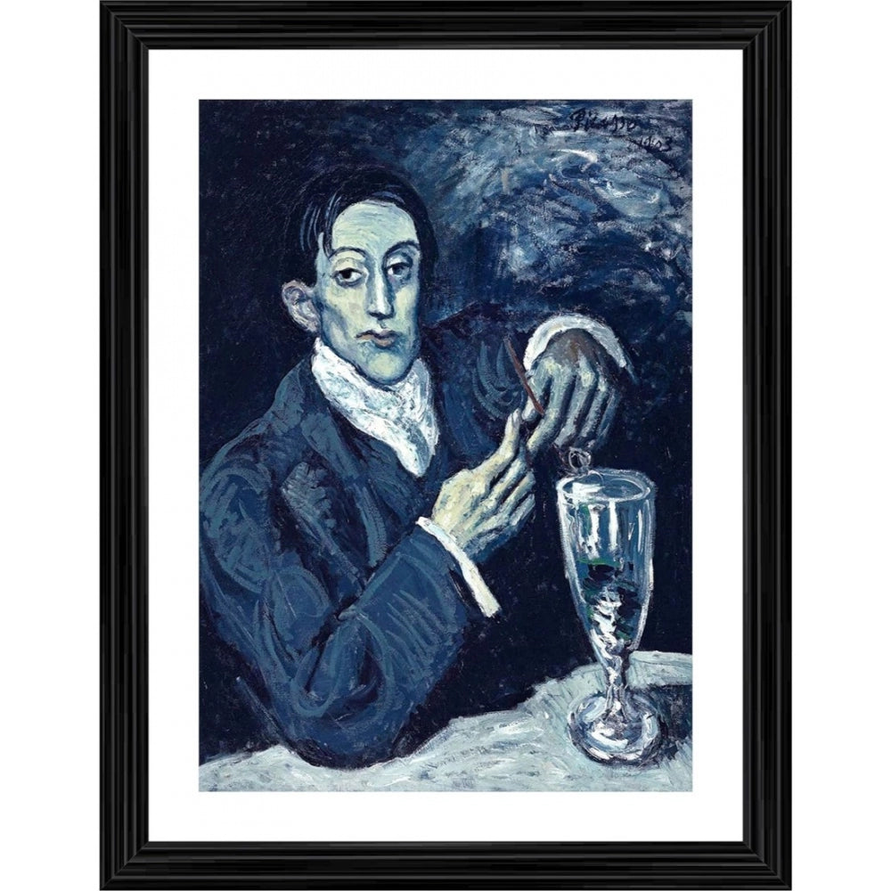 The Absinthe Drinker 1903 Painting With Wood Photo Frame (Multicolor) - GillKart
