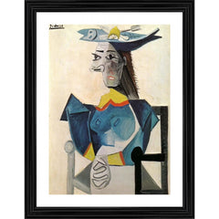 Woman in a Fish Hat 1942 Painting With Wood Photo Frame (Multicolor) - GillKart