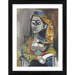 Woman in Turkish Costume in a Chair 1955 Painting With Wood Photo Frame (Multicolor) - GillKart