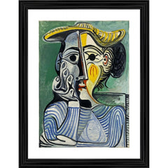 Woman with Yellow Hat 1962 Painting With Wood Photo Frame (Multicolor) - GillKart