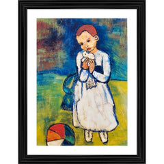 Child with a Dove 1901 Painting With Wood Photo Frame (Multicolor) - GillKart