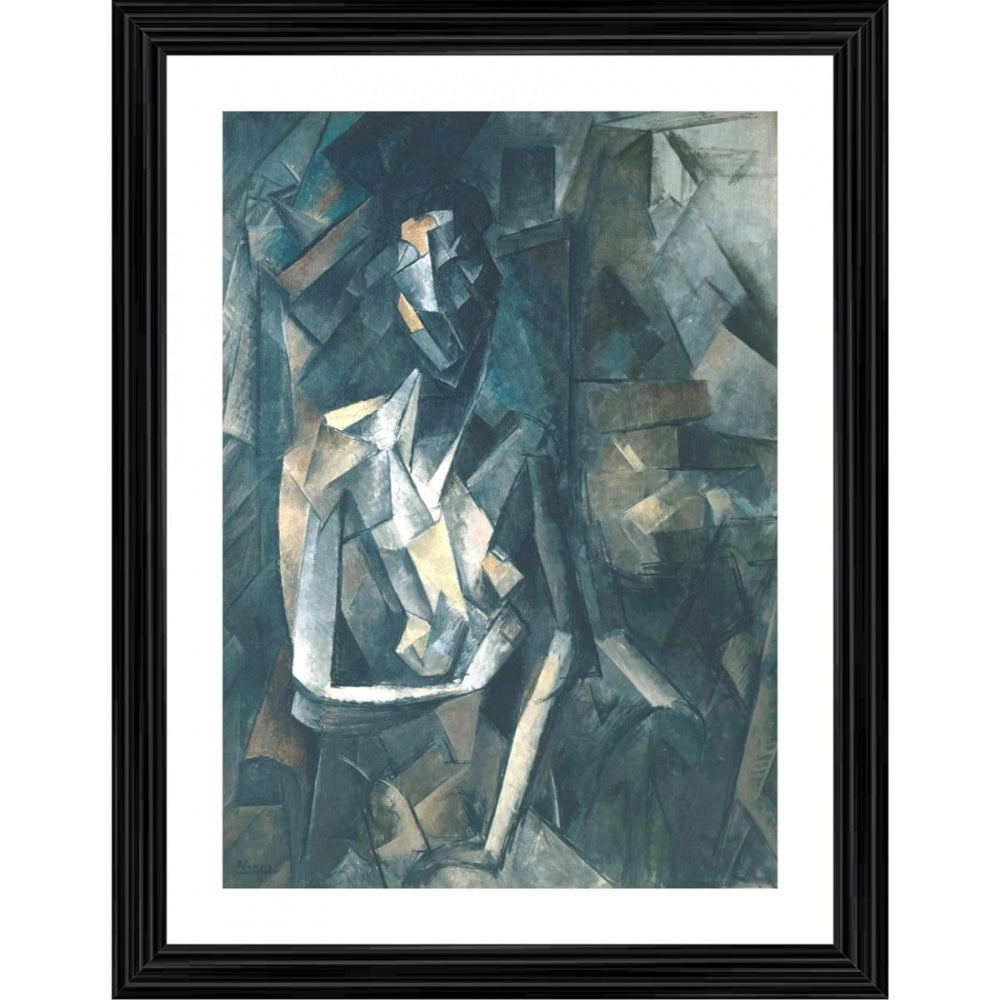 Seated woman 1923 Painting With Wood Photo Frame (Multicolor) - GillKart