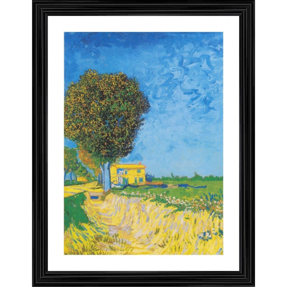 A Lane near Arles 1888 Painting With Wood Photo Frame (Multicolor) - GillKart