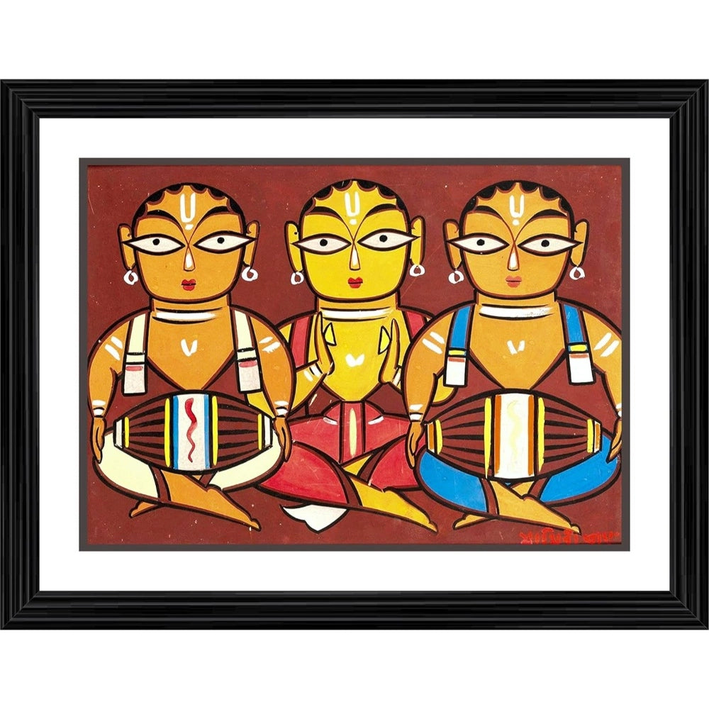 Three Musicians 1 Painting With Wood Photo Frame (Multicolor) - GillKart