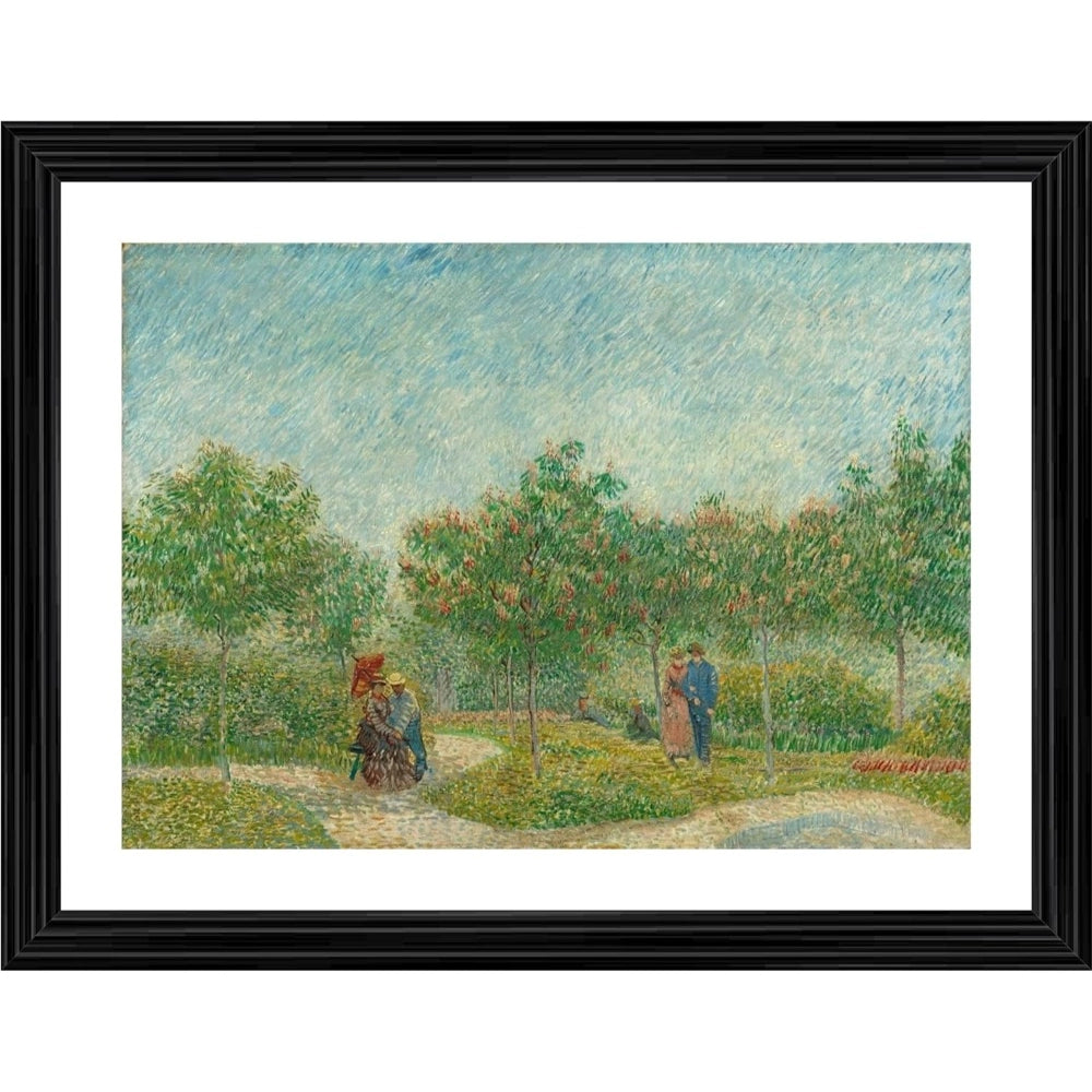 Garden with Courting Couples 1887 Painting With Wood Photo Frame (Multicolor) - GillKart