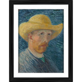 Self Portrait with Straw Hat 1887 Painting With Wood Photo Frame (Multicolor) - GillKart