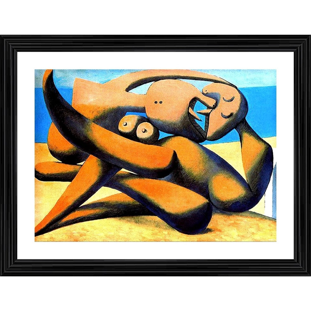 Figure At The Seaside 1931 Painting With Wood Photo Frame (Multicolor) - GillKart