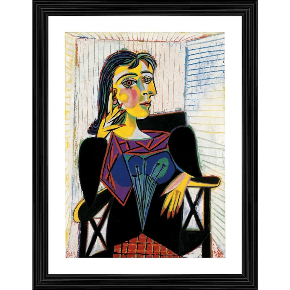 Portrait of Dora Maar 1937 Painting With Wood Photo Frame (Multicolor) - GillKart