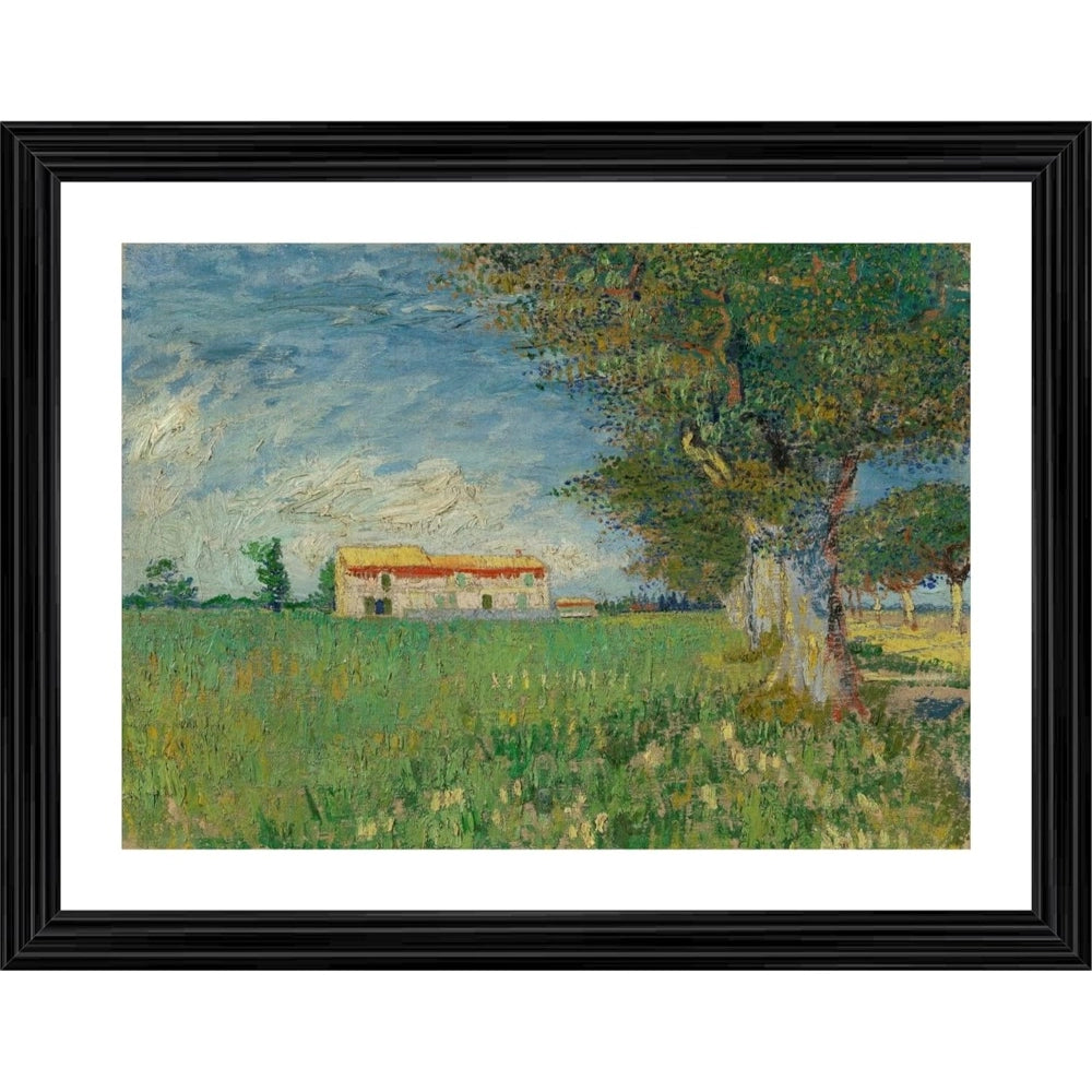 Farmhouse in a Wheatfield 1888 Painting With Wood Photo Frame (Multicolor) - GillKart