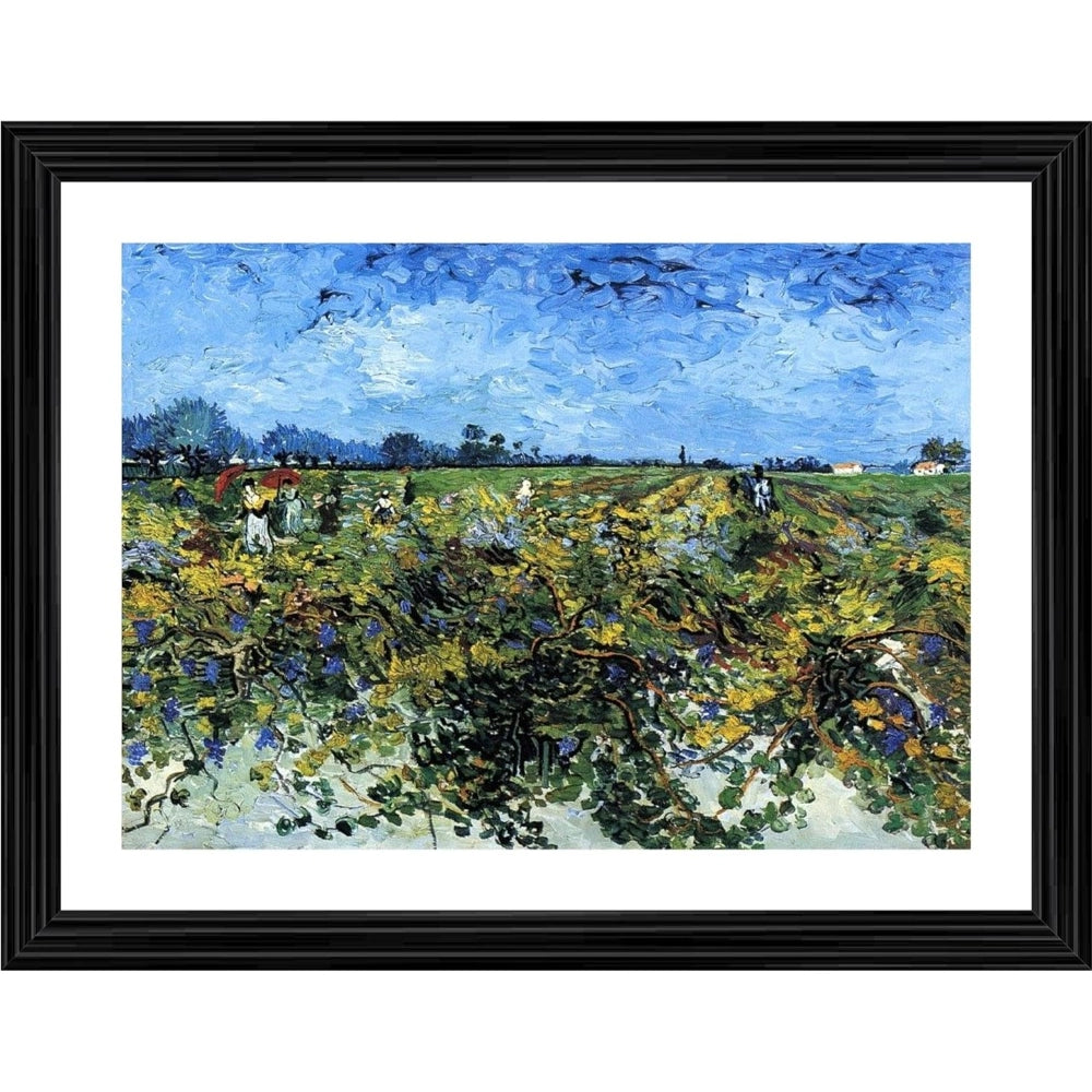 The Green Vineyard 1888 Painting With Wood Photo Frame (Multicolor) - GillKart