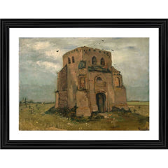 The Old Church Tower at Nuenen 1885 Painting With Wood Photo Frame (Multicolor) - GillKart