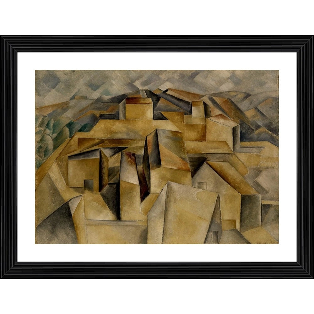 Houses on the Hill 1909 Painting With Wood Photo Frame (Multicolor) - GillKart