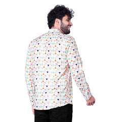 Men's Cotton Blended Printed Full Sleeve Shortkurta (Multicolor) - GillKart