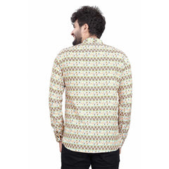 Men's Cotton Blended Printed Full Sleeve Shortkurta (Multicolor) - GillKart