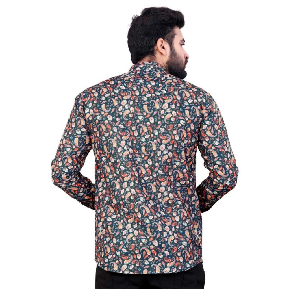 Men's Cotton Blended Printed Full Sleeve Shortkurta (Multicolor) - GillKart