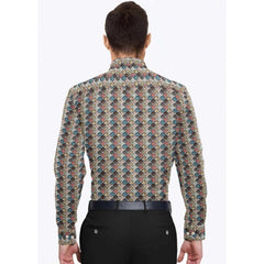 Men's Cotton Blended Printed Full Sleeve Shirt (Multicolor) - GillKart